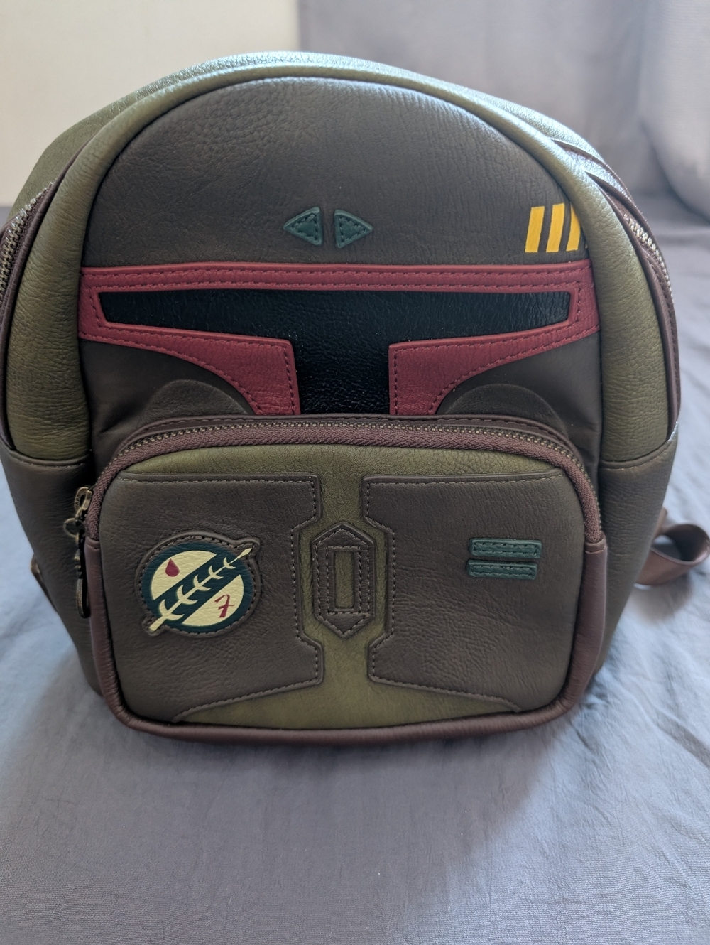 Loungefly Olive Green & Brown Boba Fett Mini Backpack with Burgundy Accents